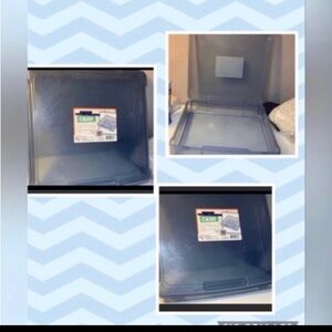 LOT of 2 Iris BLUE TINT Plastic Scrapbook Paper Box Carrying Case Storage Tote